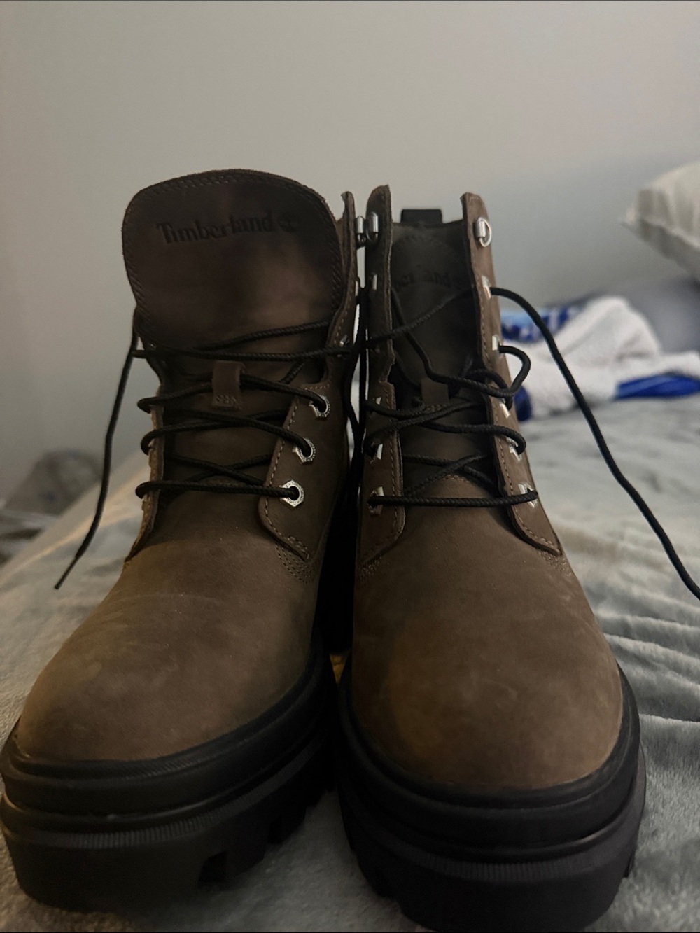 Timberland Men's Dark Brown Nubuck Lace-Up Work Boots